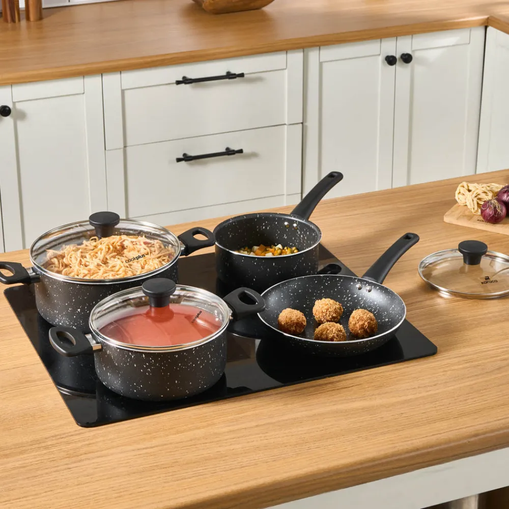 Karaca Cookplus Aura Roller 7-teiliges Kochgeschirr-Set Black Hot