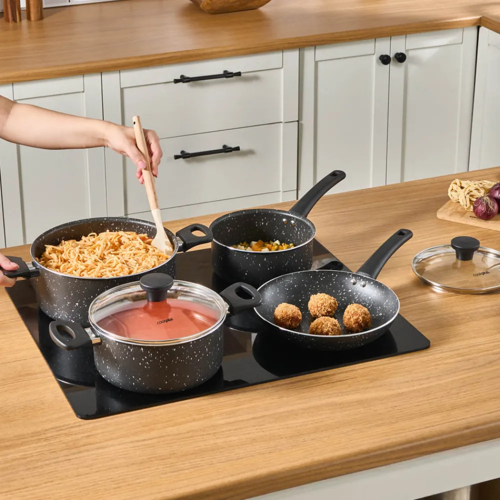 Karaca Cookplus Aura Roller 7-teiliges Kochgeschirr-Set Black Hot