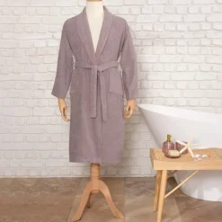 Karaca Daily Soft Grau 100% Baumwolle Damen Bademantel S/M Grau02 Discount