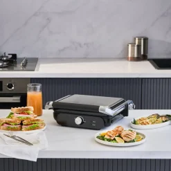 Karaca Homend Grilliant 1366H Toaster und Grill mit herausnehmbarer Gusseisenplatte und Edelstahlgehäuse Hot
