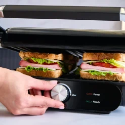 Karaca Homend Grilliant 1366H Toaster und Grill mit herausnehmbarer Gusseisenplatte und Edelstahlgehäuse Hot