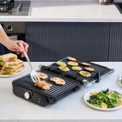 Karaca Homend Grilliant 1366H Toaster und Grill mit herausnehmbarer Gusseisenplatte und Edelstahlgehäuse Hot