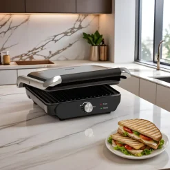 Karaca Homend Grilliant 1366H Toaster und Grill mit herausnehmbarer Gusseisenplatte und Edelstahlgehäuse Hot