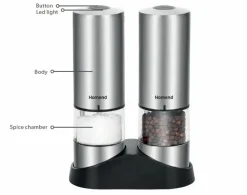 Karaca Homend Grindgo 6003 2-teiliges Wiederaufladbares Gewürzmühlen-Set, Inox Sale