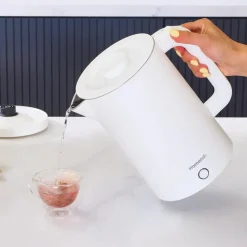 Karaca Homend Heatrow Cooltouch Wasserkocher 1,7L – Doppelwand, Leiser Betrieb, Cool-Touch-Gehäuse, Edelstahl, 2200W Schnellkochfunktion, Dreifachschutz, Weiß Best
