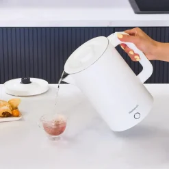 Karaca Homend Heatrow Cooltouch Wasserkocher 1,7L – Doppelwand, Leiser Betrieb, Cool-Touch-Gehäuse, Edelstahl, 2200W Schnellkochfunktion, Dreifachschutz, Weiß Best