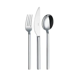 Karaca Jumbo 8100 Tafelbesteck- Set aus Gabel Löffel Messer 84- teilig für 12 - Personen mit Box SILBER03