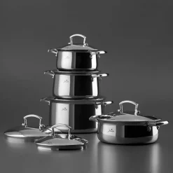 Karaca Jumbo Flame 4-teiliges Topf-Set SILBER03 Sale