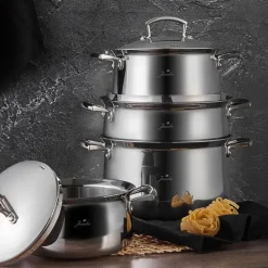 Karaca Jumbo Flame 4-teiliges Topf-Set SILBER03 Sale