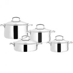 Karaca Jumbo Flame 4-teiliges Topf-Set SILBER03 Sale