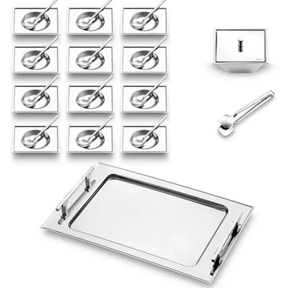Karaca Jumbo New 9100 28-teiliges eckiges Teeset – Edelstahl Sale