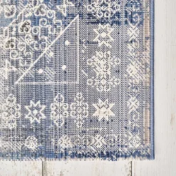 Karaca Kaşmir Halı 7/24 Alaca Patchwork Teppich Blau 120 x 180 Blau01 Best