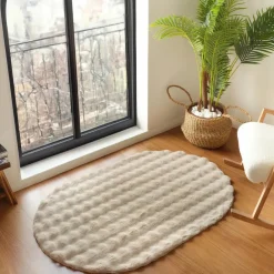 Karaca Kaşmir Halı 7/24 Cosy Premium Bubble Beige Oval 80x150 cm Beıge01 Hot