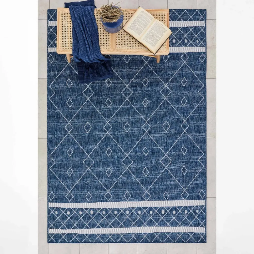 Karaca Kaşmir Halı 7/24 Gartenteppich Datca 160 x 230 Blau01 Sale