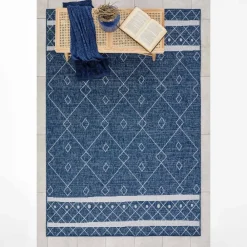 Karaca Kaşmir Halı 7/24 Gartenteppich Datca 200 x 290 Blau01 Online