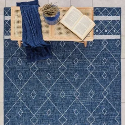 Karaca Kaşmir Halı 7/24 Gartenteppich Datca 80 x 300 Blau01 Best