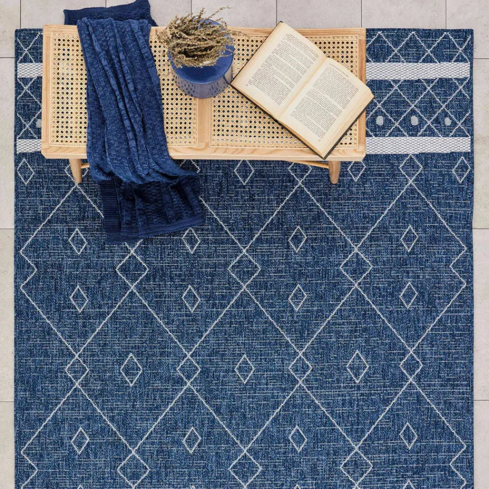 Karaca Kaşmir Halı 7/24 Gartenteppich Datca 80 x 300 Blau01 Best