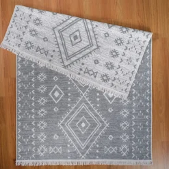 Karaca Kaşmir Halı 7/24 Teppich Jute Hatka 80x150 cm Grau Weıß Sale