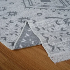Karaca Kaşmir Halı 7/24 Teppich Jute Hatka 80x150 cm Grau Weıß Sale