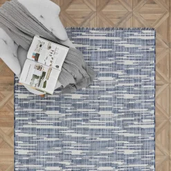 Karaca Kaşmir Halı Dogasever Recycelte Baumwollteppiche Ayaz 160x230 cm Blau01 Best