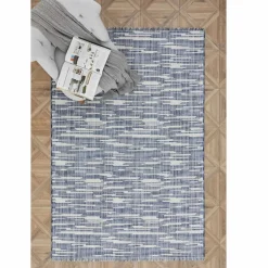 Karaca Kaşmir Halı Dogasever Recycelte Baumwollteppiche Ayaz 160x230 cm Blau01 Best