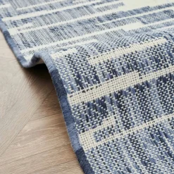 Karaca Kaşmir Halı Dogasever Recycelte Baumwollteppiche Ayaz 160x230 cm Blau01 Best
