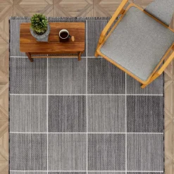 Karaca Kaşmir Halı Dogasever Recycelte Baumwollteppiche Karstik 80x150 cm Schwarz01 New