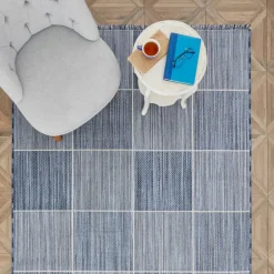 Karaca Kaşmir Halı Dogasever Recycelte Baumwollteppiche Delta 120x180 cm Blau01 Discount