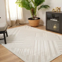 Karaca Kaşmir Halı Skandinavisch Bergen Teppich 120 cm x 180 cm Weıß01 Clearance