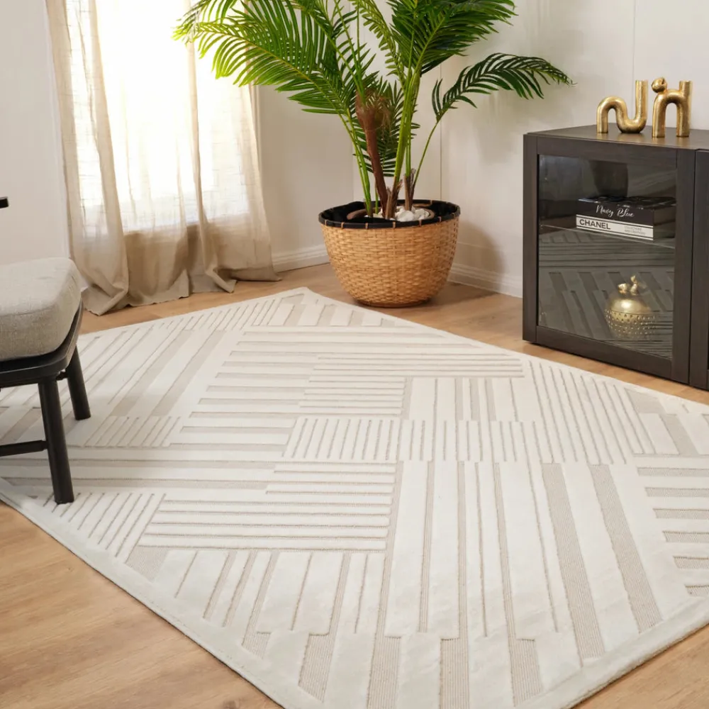 Karaca Kaşmir Halı Skandinavisch Bergen Teppich 120 cm x 180 cm Weıß01 Clearance