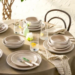 Karaca Abby 24-teiliges Steinzeug-Tafelservice für 6 Personen, Creme Creme01 Outlet