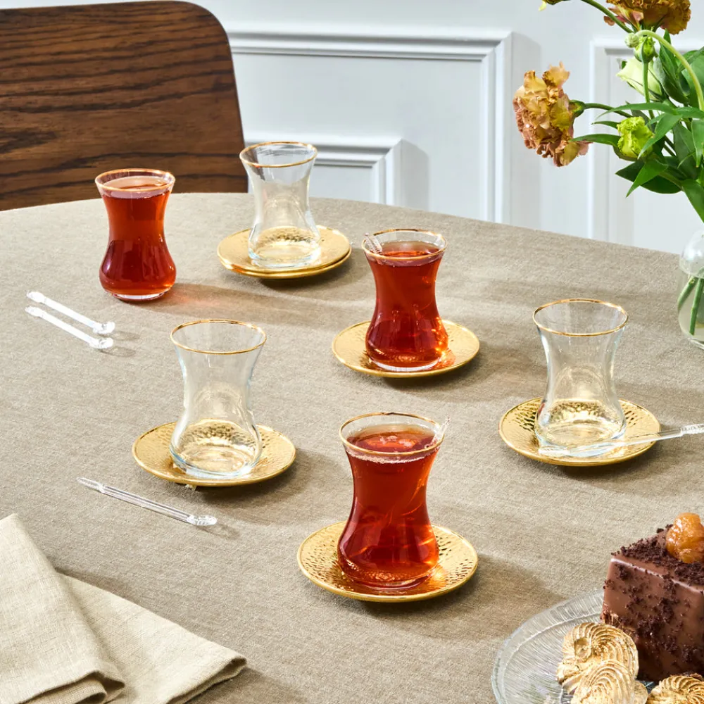 Karaca Ada 18-teiliges Teeservice für 6 Personen Gold Discount