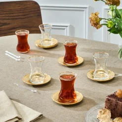 Karaca Ada 18-teiliges Teeservice für 6 Personen Gold Discount