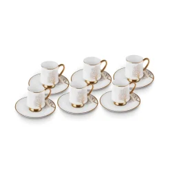 Karaca Afra Kaffeetasse für 6 Personen, 90 ml Weıß01