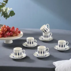 Karaca Ahenk 12-teiliges Bone China Espresso Türkisch-Kaffeetassen-Set für 6 Personen, 80 ml, Mehrfarbig Multıfarben Hot