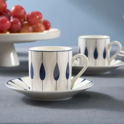 Karaca Ahenk 12-teiliges Bone China Espresso Türkisch-Kaffeetassen-Set für 6 Personen, 80 ml, Mehrfarbig Multıfarben Hot