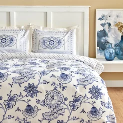 Karaca Amar Blau 100% Baumwolle Doppeltes Bettbezugs-Set Blue Hot