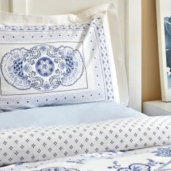 Karaca Amar Blau 100% Baumwolle Doppeltes Bettbezugs-Set Blue Hot