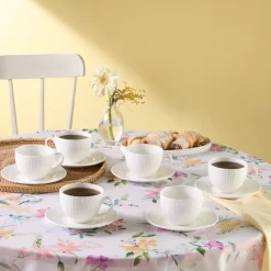 Karaca Anna Embossed Teetassen-Set für 6 Personen, 220 ml Weıß01 Clearance