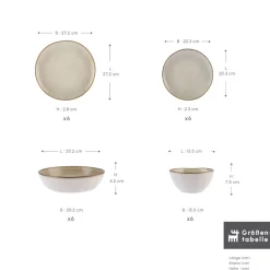 Karaca Aria Beige Reactive Geschirr Set für 6 Personen, 24 teilig Beıge01 New
