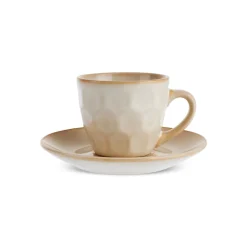 Karaca Aria Beige Reactive Koffiekopjesset voor 1 Persoon, 90 ml Sale
