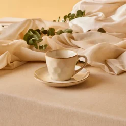 Karaca Aria Teetasse mit Untertasse mit Reaktivglasur, 230 ml, Beige Outlet
