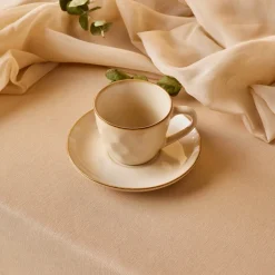 Karaca Aria Teetasse mit Untertasse mit Reaktivglasur, 230 ml, Beige Outlet