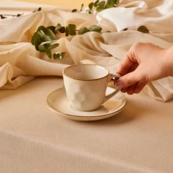 Karaca Aria Teetasse mit Untertasse mit Reaktivglasur, 230 ml, Beige Outlet
