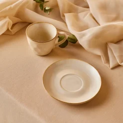 Karaca Aria Teetasse mit Untertasse mit Reaktivglasur, 230 ml, Beige Outlet