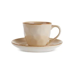 Karaca Aria Teetasse mit Untertasse mit Reaktivglasur, 230 ml, Beige Outlet