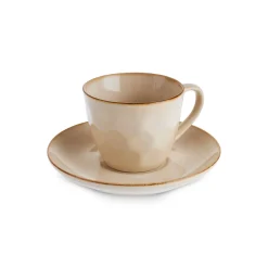 Karaca Aria Teetasse mit Untertasse mit Reaktivglasur, 230 ml, Beige Outlet