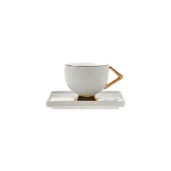 Karaca Art Deco Cream Cremefarbenes 2 Personen Kaffeetassen Set Weıß01 Online