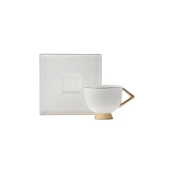 Karaca Art Deco Cream Cremefarbenes 2 Personen Kaffeetassen Set Weıß01 Online