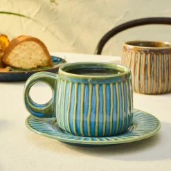 Karaca Arthur Grün & Blau Teetasse, 260 ml Beıge Grün Online